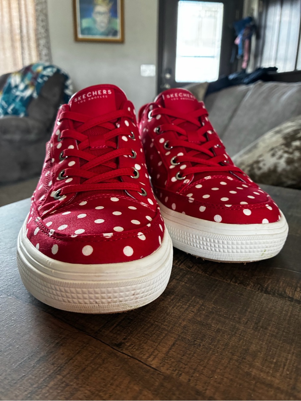 Skechers Red Polka Dot Arch Fit Slip Ins Size 9.5 - Picture 4 of 8